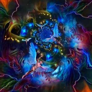 Angels in Colorful Tunnel
